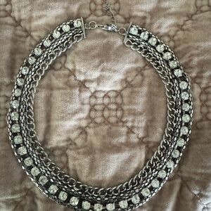 Elegant Silver and Stones Choker Necklace